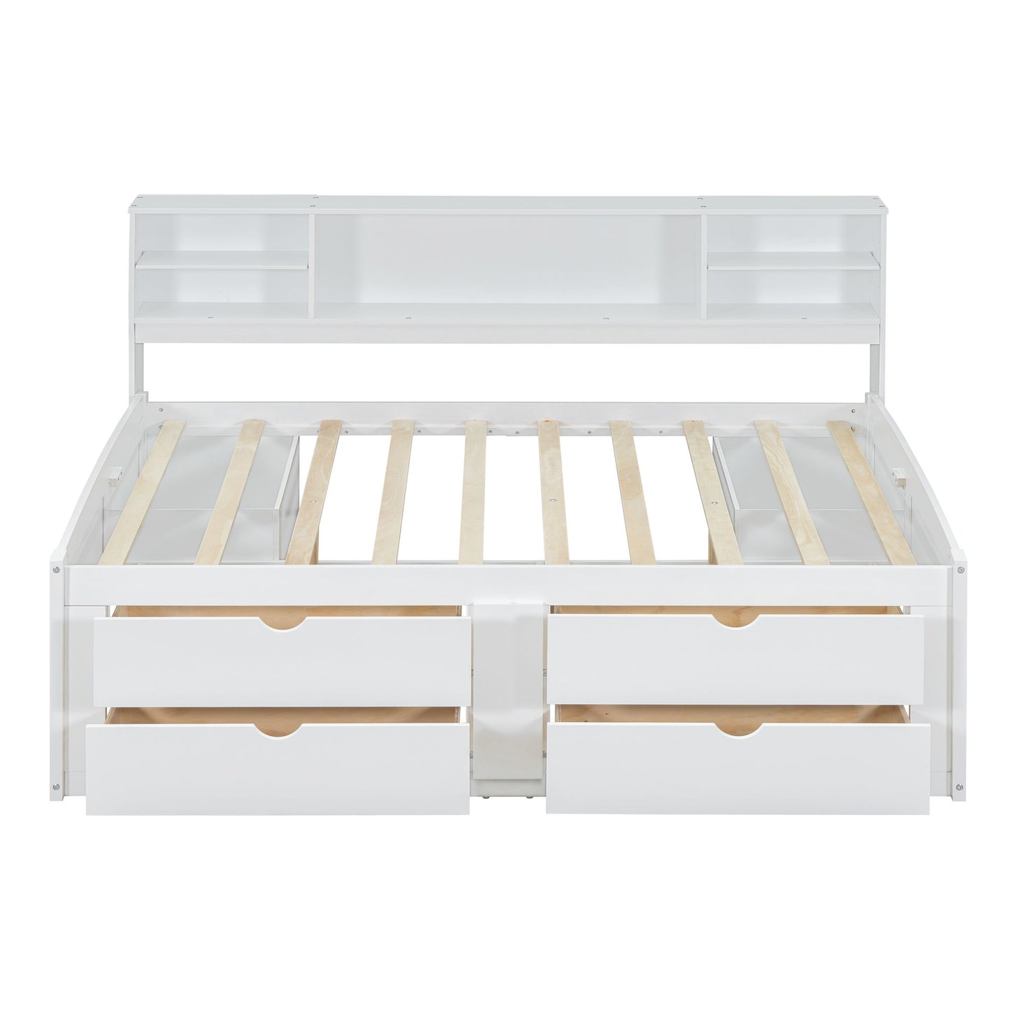 Daybed With 2 Bedside Cabinets, Upper Shelves And 4 Drawers