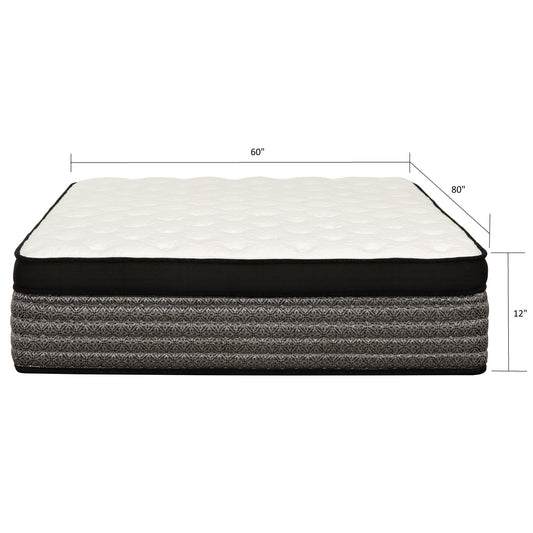 Premium 12" Queen Size Hybrid Mattress In A Box Soft Gel Memory Foam Top With Cooling Technology - Gray / White