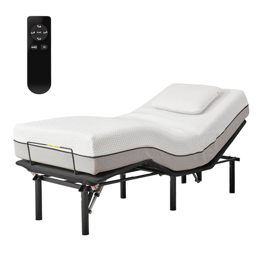Adjustable Metal Bed Base With Head And Foot Incline, Anti Snore Feature, Wireless Control, Twin Long - Antique Black