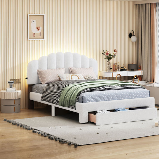 Upholstered Platform Bed With Drawer