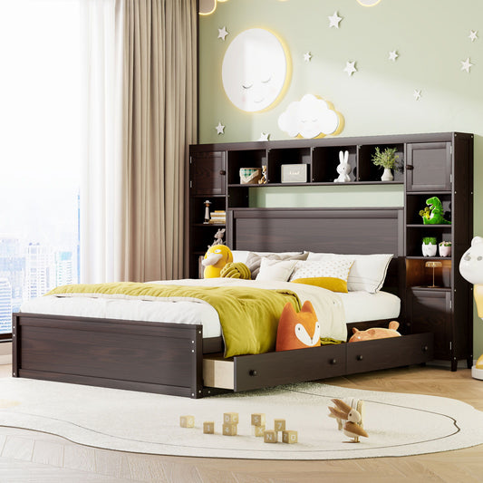 Bed With All In One Cabinet, Shelf And Sockets