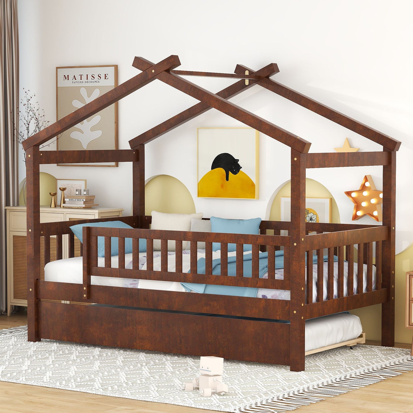 Creativity House Bed With Twin Size Trundle