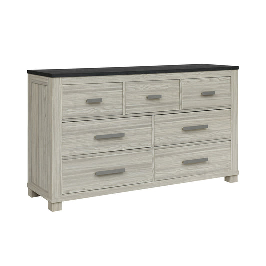 Augusta - Dresser, 7 Spacious Drawers, Block Feet - Beige Brown