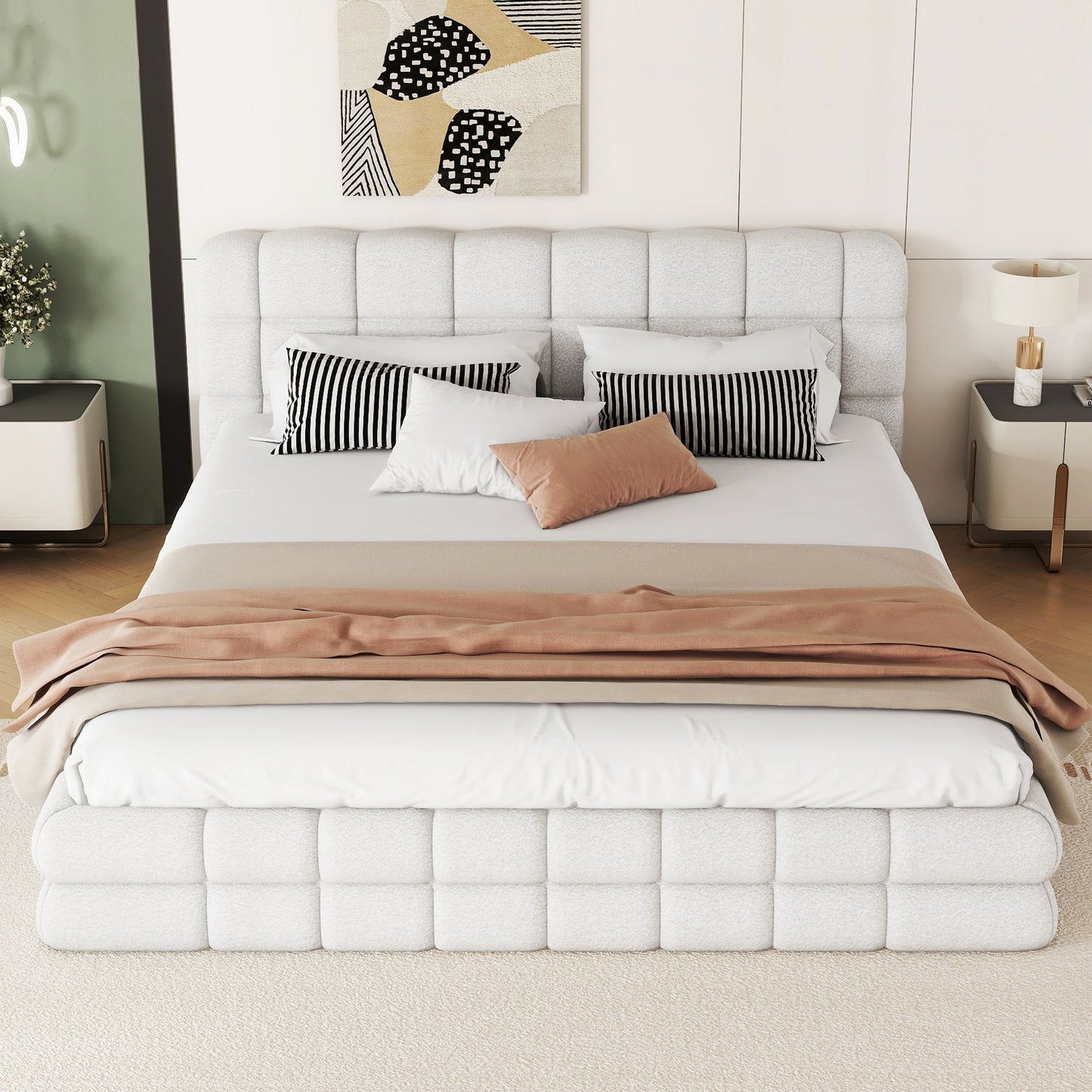 Upholstered Platform Bed With Headboard