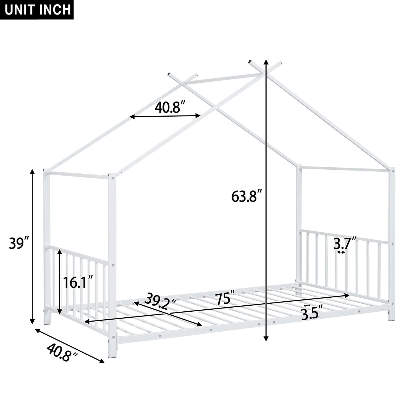 Metal House Platform Bed With Modern Design And Durable Frame