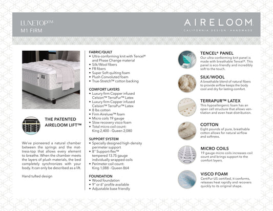 Aireloom Timeless Odyssey M1 Luxetop Firm