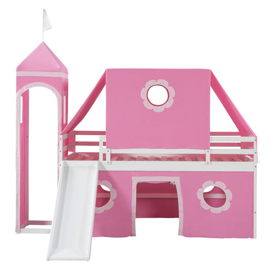 Loft Bed With Slide Tent And Tower Fun Playhouse Design
