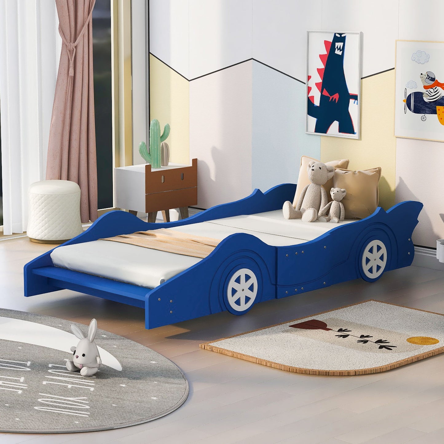 Race Car Shaped Platform Bed & Wheels