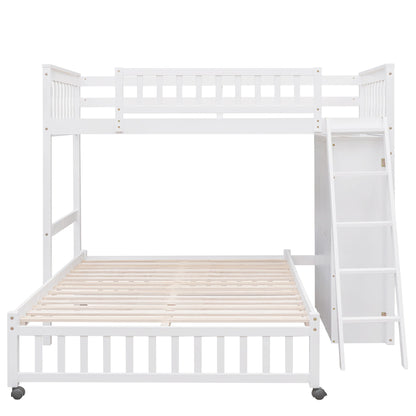 Bunk Bed With 6 Drawers And Flexible Shelves, Bottom Bed With Wheels