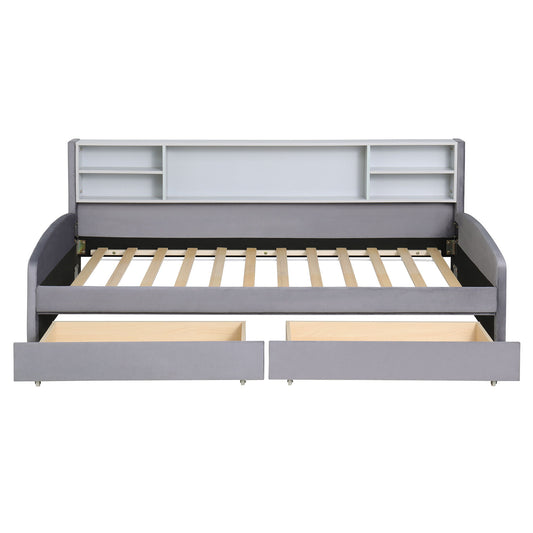Luxurious Upholstered Platform Bed With Storage Drawers