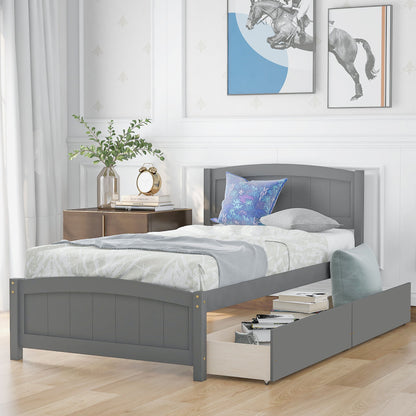 Platform Bed & Headboard, Footboard And Wood Slat Support