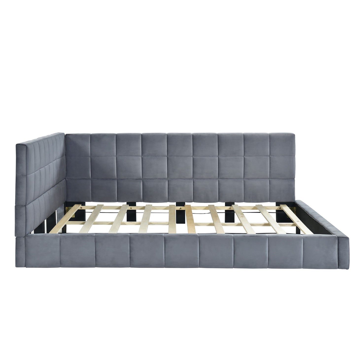 Full Size Upholstered Classic Mid Century Modern Daybed / Sofa Bed Frame, Elegant Design - Gray