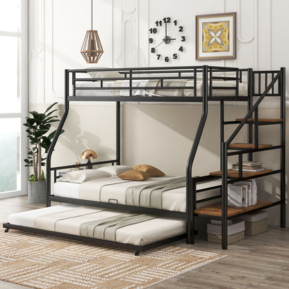 Metal Bunk Bed With Trundle And Storage Staircase