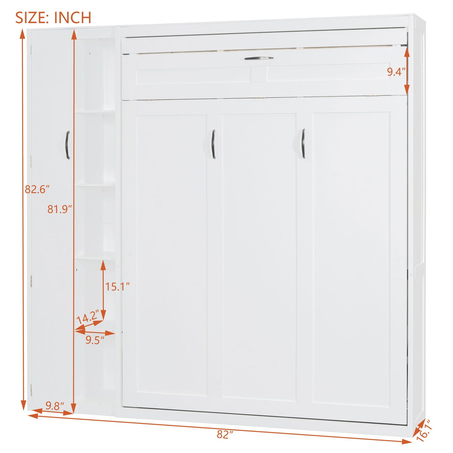 Murphy Wall Bed With Shelves, Wardrobe And LED Lights