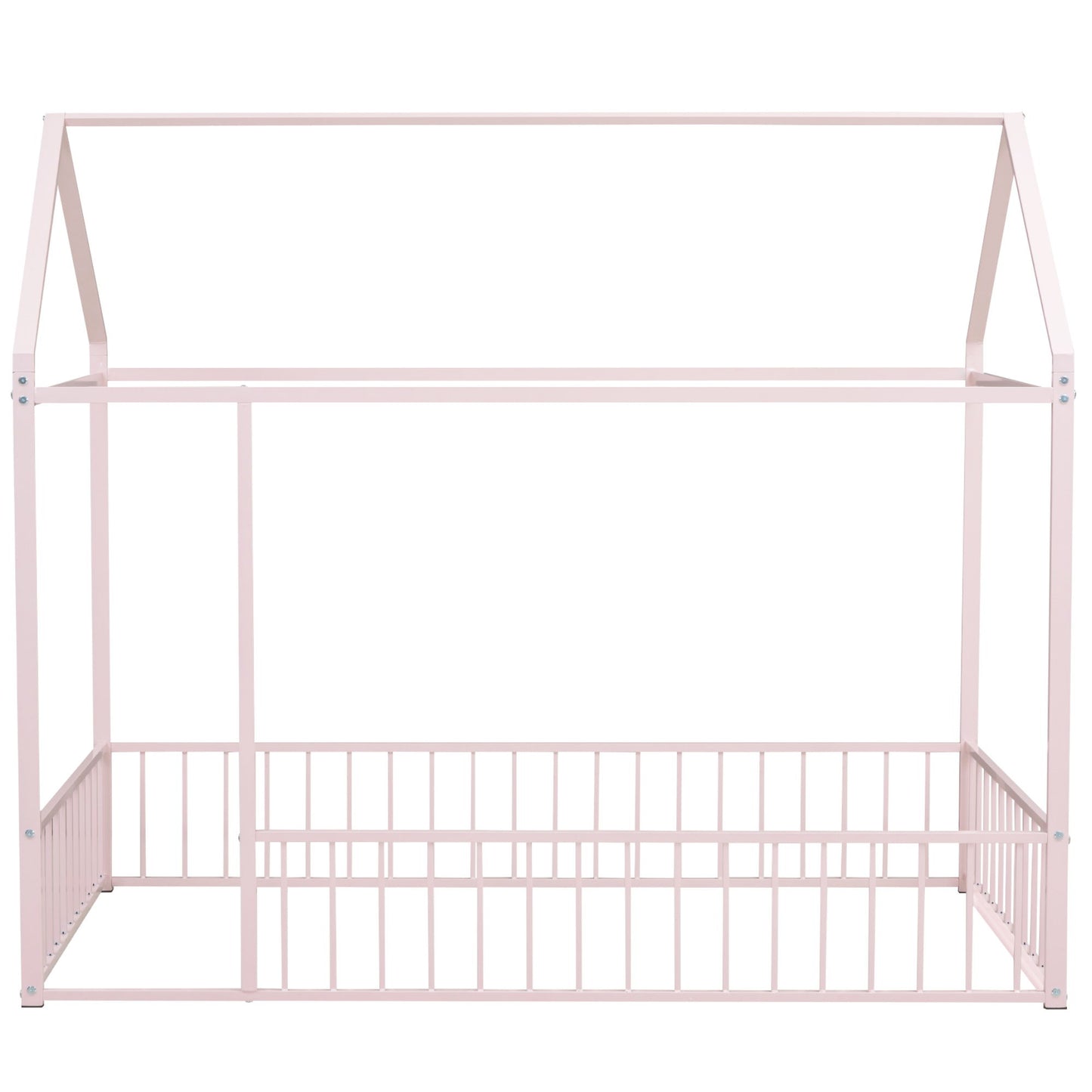 Metal Bed House Bed Frame With Fence
