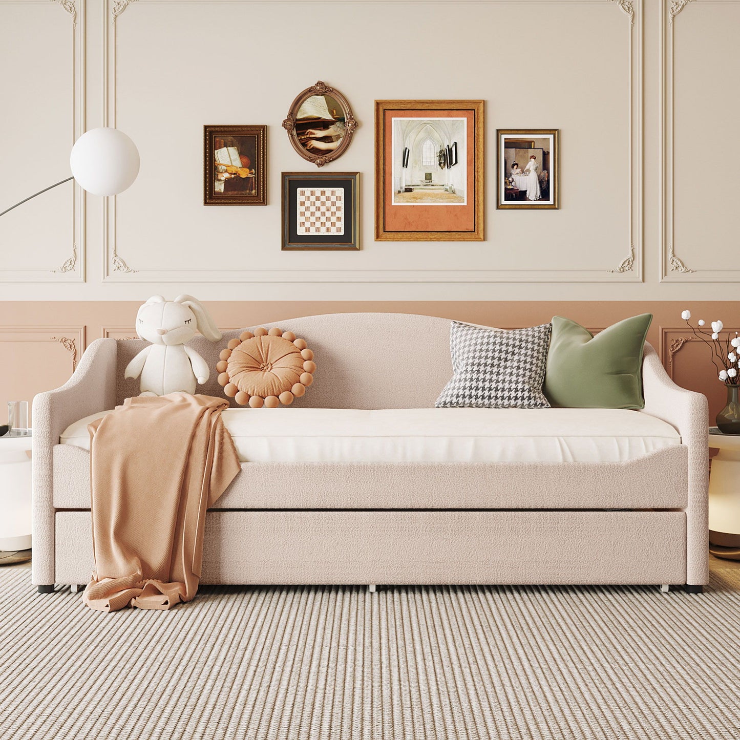 Design Upholstered Daybed With Light And Trundle