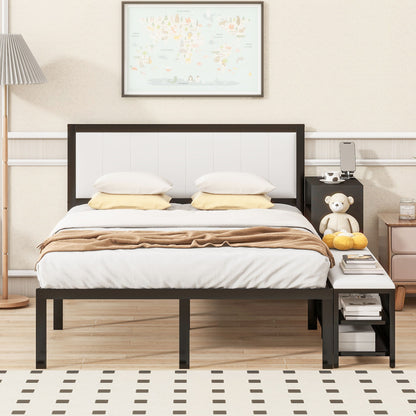 Platform Bed With 2 Tier Storage Shelves, Storage Cabinet