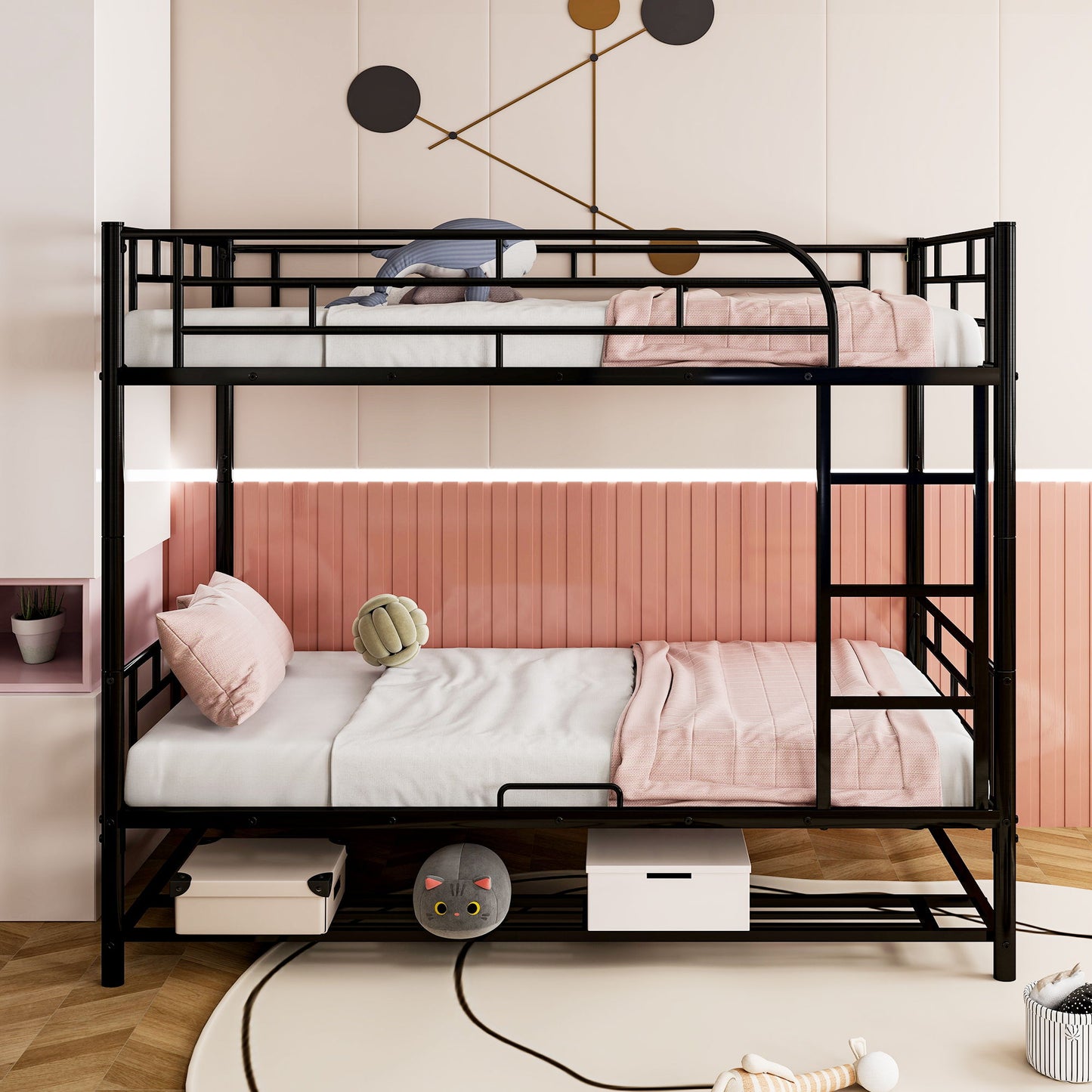 Metal Bunk Bed & Shelf And Guardrails