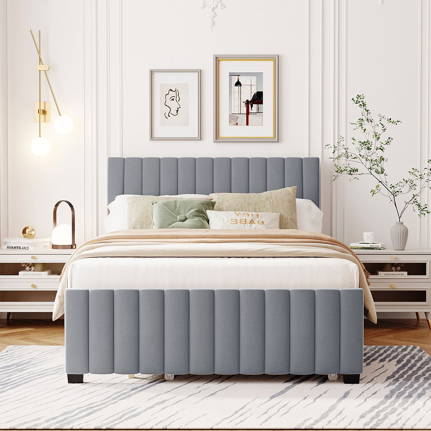Elegant Upholstered Platform Bed With Twin Size Trundle