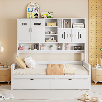 Daybed With All-In-One Cabinet And Shelf