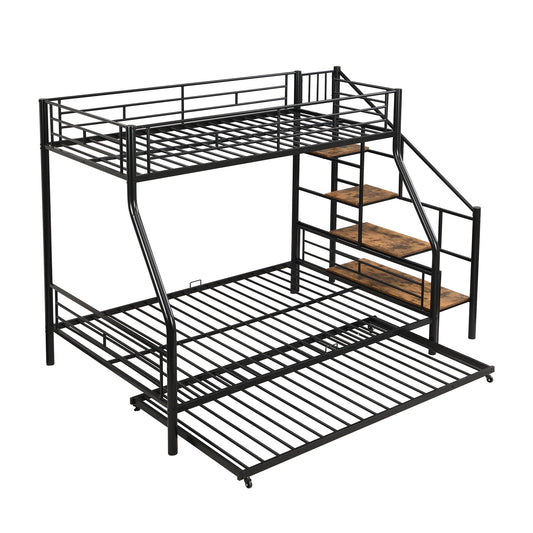 Metal Bunk Bed With Trundle And Storage Staircase