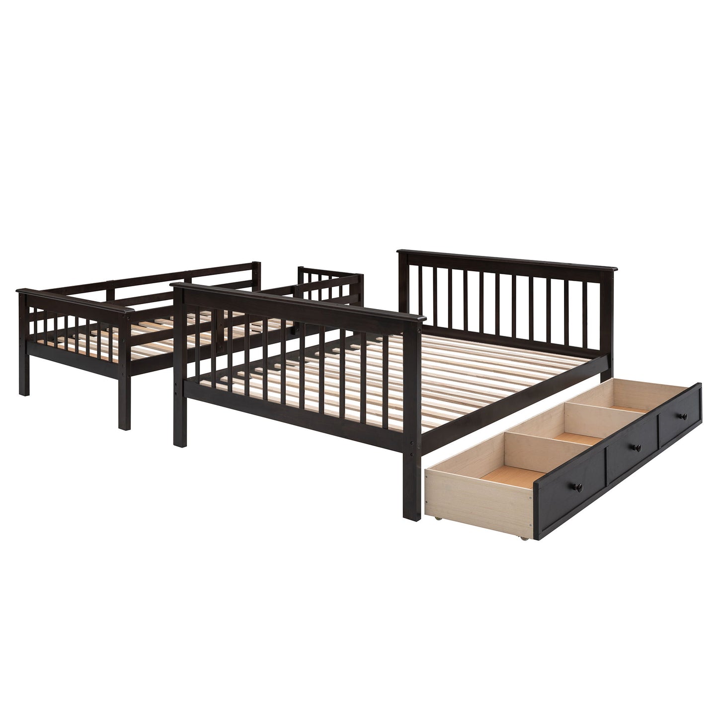 Stairway Bunk Bed With Storage And Guard Rail For Bedroom