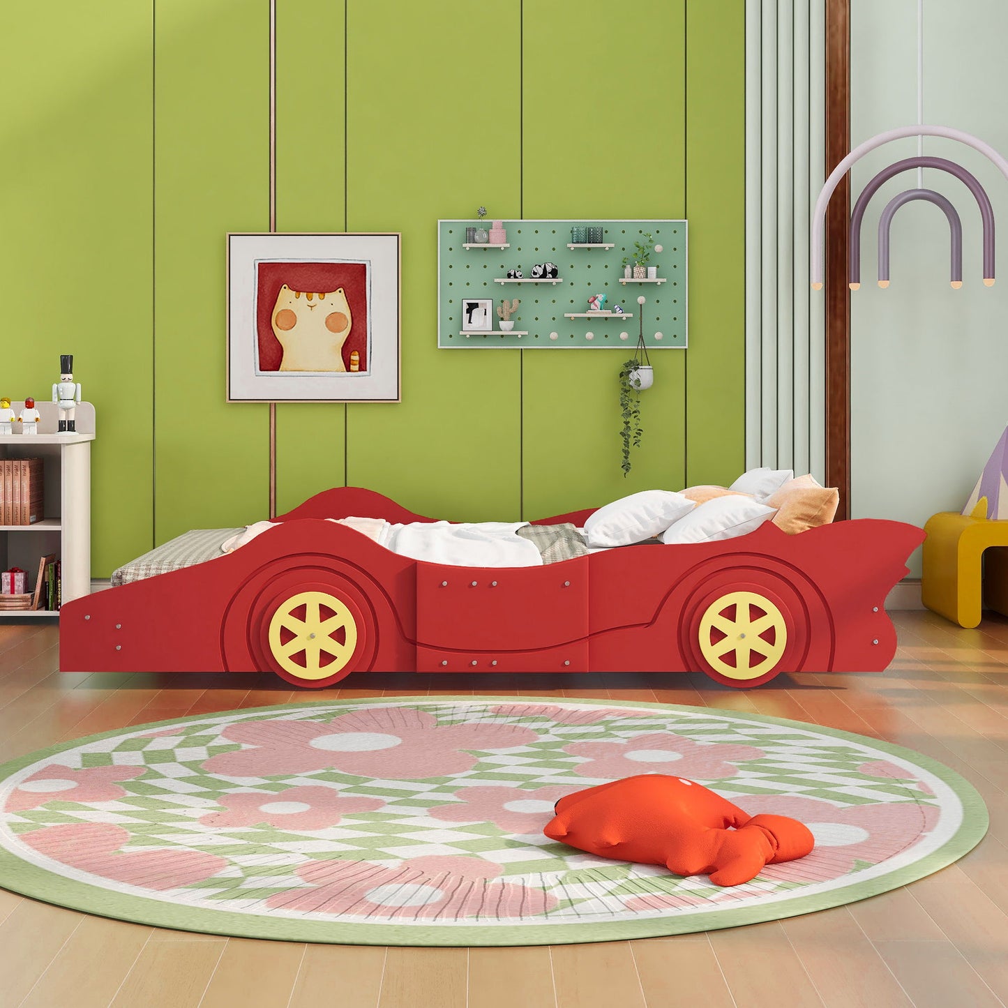 Race Car Shaped Platform Bed & Wheels