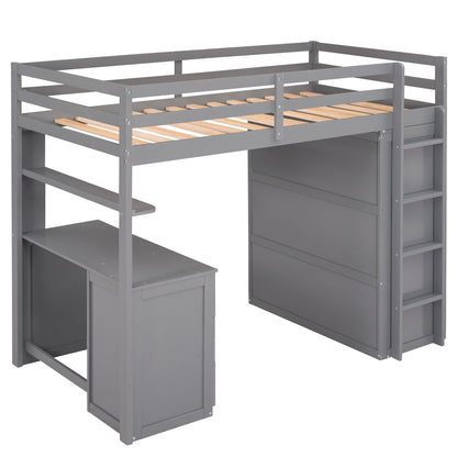 Loft Bed With Drawers, Desk, And Wardrobe