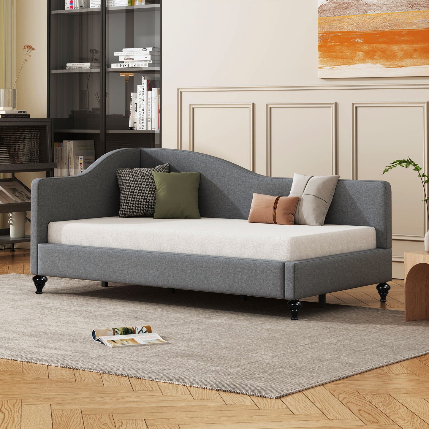 Modern L Shaped Linen Daybed With Legs
