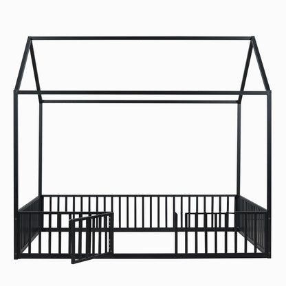 Metal House Bed With Fence And Door
