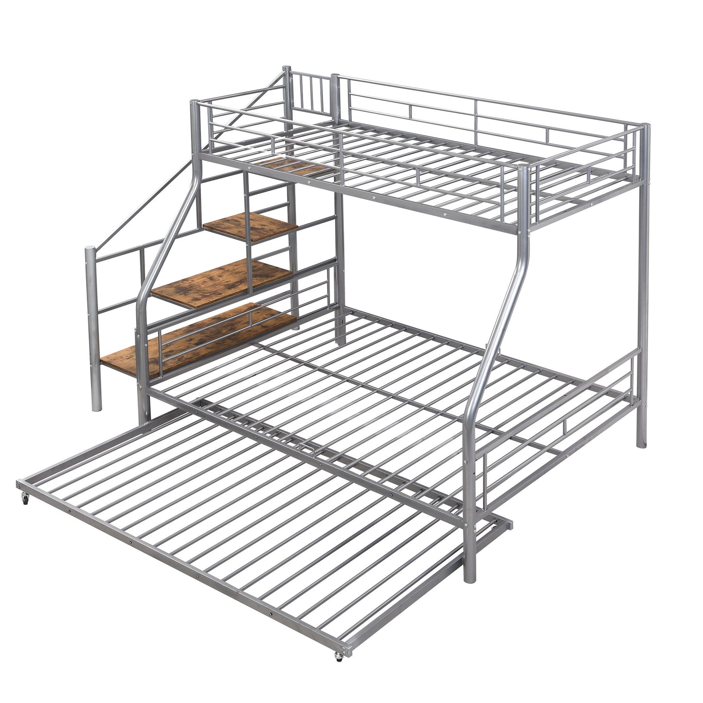 Metal Bunk Bed With Trundle And Storage Staircase
