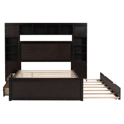 Bed With All In One Cabinet, Shelf And Sockets, Trundle
