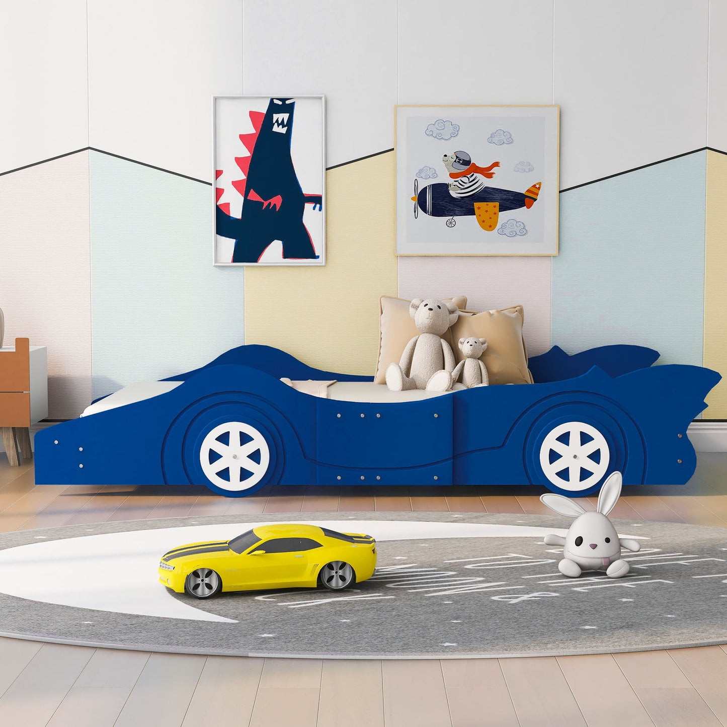 Race Car Shaped Platform Bed & Wheels