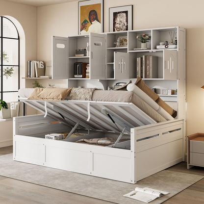Daybed With All-In-One Cabinet And Shelf