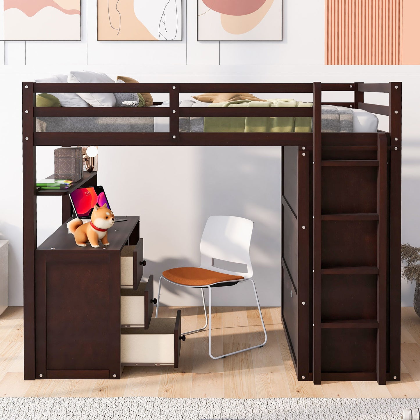 Loft Bed With Drawers, Desk, And Wardrobe