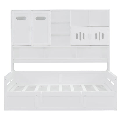 Daybed With All-In-One Cabinet And Shelf